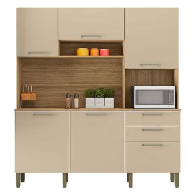 Cozinha Ferrara 6 Portas E 2 Gavetas Freijó Vanilla - Kits Paraná