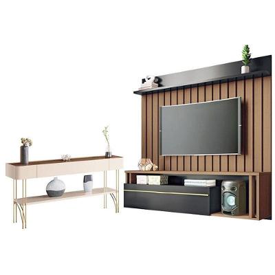 Home Suspenso Self Castanho Preto Com Aparador Vivant Castanho - Hb Móveis