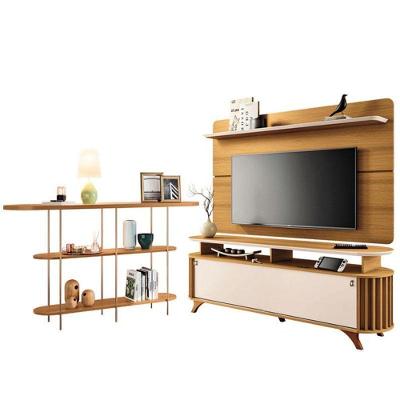 Rack Bancada Alba Com Painel Curv Com Aparador Infinity Cinamomo Off White – Hb Móveisc