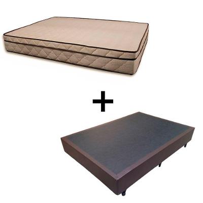 Cama Box Casal 138 Tecido Sintético Marrom Com Colchão Polônia Bello Box - D28 65x138x188