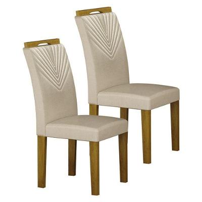 Cadeira Para Mesa De Jantar Stela Mdf Kit 2 Peças Freijó Joli Palha – Leifer Móveis