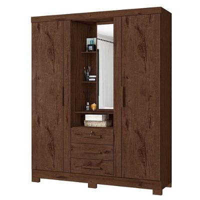 Guarda Roupa Solteiro Capelinha Premium 3 Portas Jacarandá – Zanzini