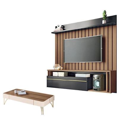 Home Suspenso Self Castanho Preto Com Mesa De Centro Cadenza Castanho - Hb Móveis