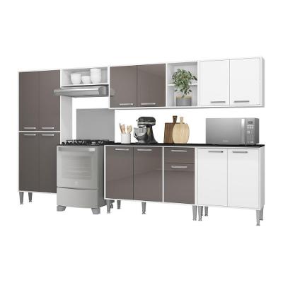 Cozinha Compacta Com Armário E Balcão Xangai Jazz Multimóveis Branca/Lacca Fumê Branco/Lacca Fumê