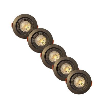 Kit 5 Spot Led Slim 5w 2700k Redondo Preto Embutir - Áreas Internas