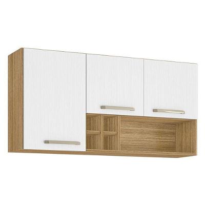 Armário Aéreo Ametista 3 Portas E 4 Garrafas 120 Cm Freijó Supremo - Kits Paraná