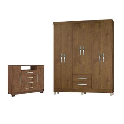 Guarda Roupa De Casal Modena E Cômoda Madri 2 Portas Malbec – Incorplac