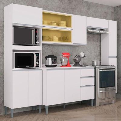 Cozinha Ambiente Aline Balcão Com Tampo E Paneleiro Branco - Poquema
