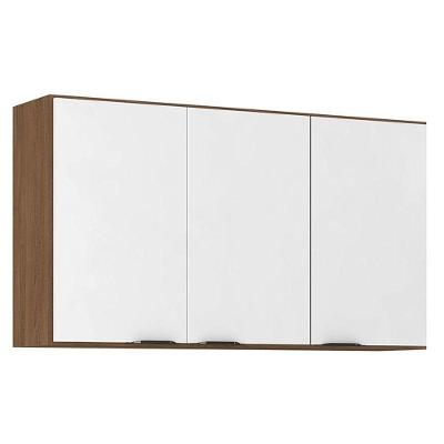 Armário Aéreo Para Cozinha Firenze 3 Portas Amêndola Branco - Demóbile