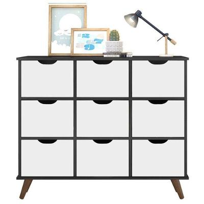 Nicho Organizador Retrô 9 Gavetas Preto Branco - Qmovi