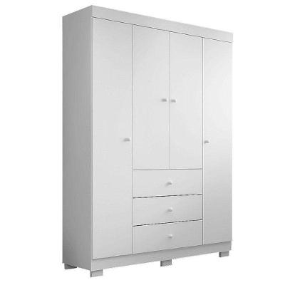 Guarda Roupa Infantil Duda 4 Portas Branco Brilho – Phoenix Baby