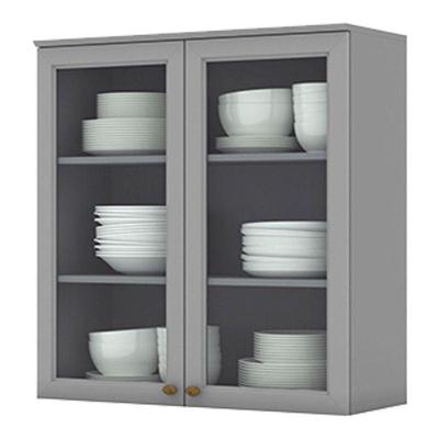 Armário Aéreo 2 Portas De Vidro 80 Cm Americana Cinza – Henn