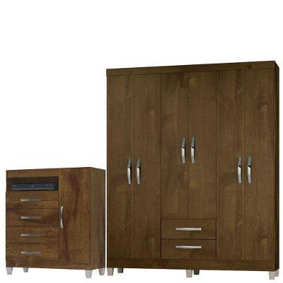 Guarda Roupa Casal Módena E Cômoda Cannes 1 Porta Malbec – Incorplac