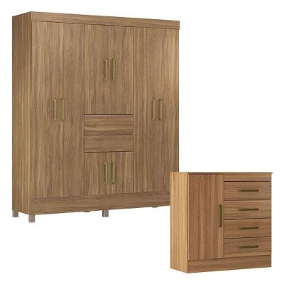 Cômoda Montevidéu E Guarda Roupa Casal Munique Amêndola Touch - Demóbile