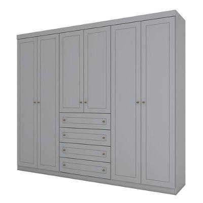 Guarda Roupa Casal Americano 6 Portas Cinza – Henn