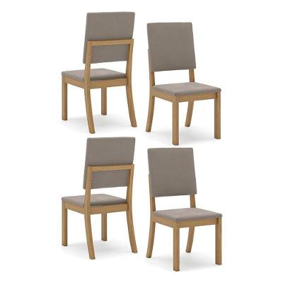 Cadeira Para Mesa De Jantar Milla Kit 4 Peças Nature Marrom Amêndoa - Henn