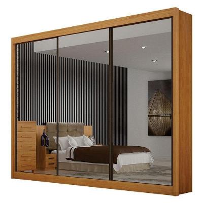 Guarda Roupa Casal 3 Portas 3 Espelhos São Paulo Gold Cinamomo – Leifer Móveis