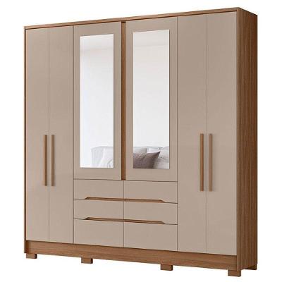Guarda Roupa Casal San Francisco 6 Portas Carvalho Fendi Com Espelho - Moval