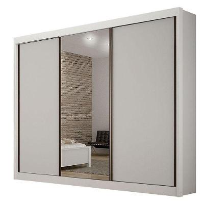 Guarda Roupa Casal 3 Portas Com Espelho São Paulo Gold Branco – Leifer Móveis