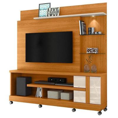 Estante Home Theater Alan Com Rodízios Cinamomo Off White – Madetec