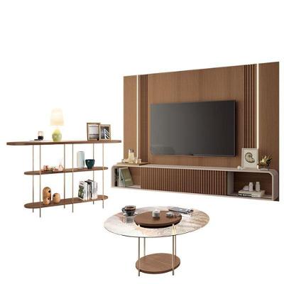 Home Suspenso Empire Castanho Off White E Aparador Infinity E Mesa De Centro Sky Com Tampo De Vidro Castanho- Hb Móveis