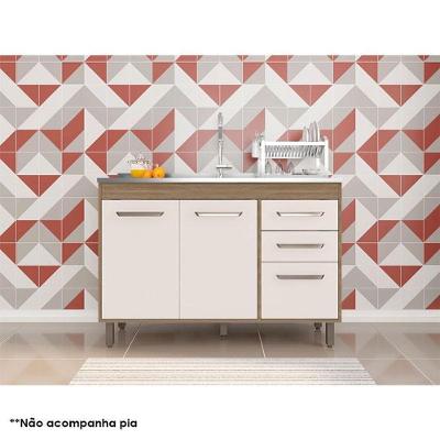 Balcão De Pia Ambiente Barcelona 120cm Carvalho Oak Off White – Poliman