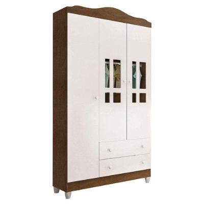 Guarda Roupa Infantil Ariel 3 Portas Branco Acetinado Amadeirado – Carolina Móveis
