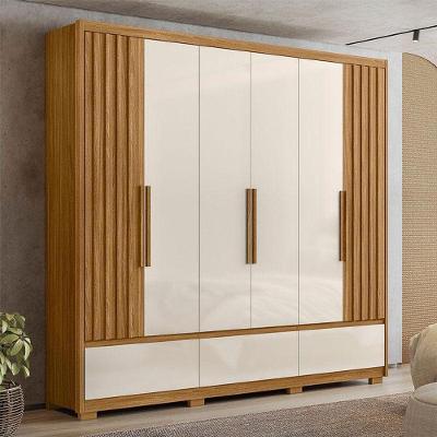 Guarda Roupa Casal Ambiente Amazonas 6 Portas Freijó Off White- Moval