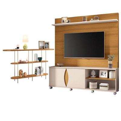 Estante Home Theater Luxor Cinamomo Off White E Aparador Infinity Cinamomo- Hb Móveis