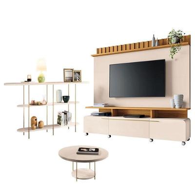 Estante Home Theater Artís Off White Cinamomo E Aparador Infinity E Mesa De Centro Sky Off White – Hb Móveis