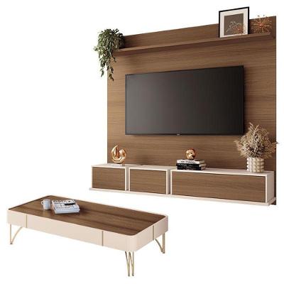 Home Suspenso Max E Mesa De Centro Cadenza Castanho Off White - Hb Móveis