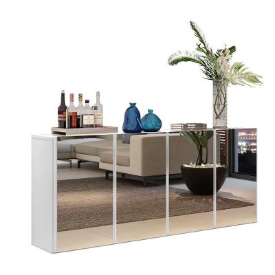 Aparador Buffet 4 Portas com Espelho Suspenso Branco