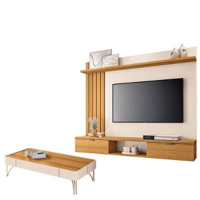 Painel Para Tv Suspenso Lets Com Mesa De Centro Cadenza Cinamomo Off White – Hb Móveis