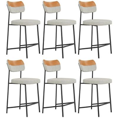 Banqueta Cozinha Média Kit 6 Milli Linho Caramelo/cinza A14 - Mpozenato