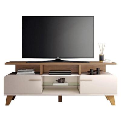 Rack Bancada Para Sala Essenza 1.6 Off White Castanho – Hb Móveis