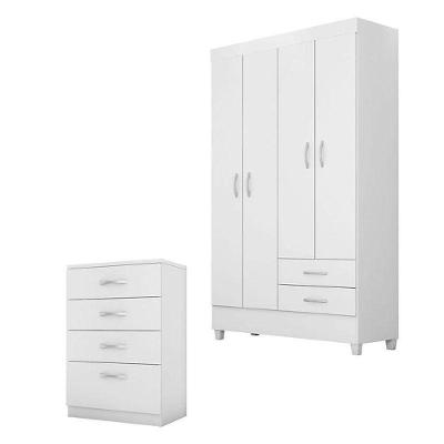 Cômoda Astral E Guarda Roupa Solteiro Astro Branco Flex - Demóbile