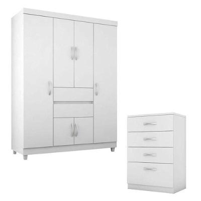 Cômoda Astral E Guarda Roupa Solteiro Ecom 2 Branco Flex - Demóbile