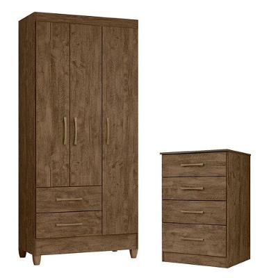Guarda Roupa Solteiro Lima E Cômoda Ms913 Castanho Wood – Moval