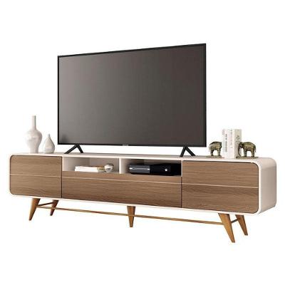 Rack Bancada Para Sala época Off White Castanho – Hb Móveis