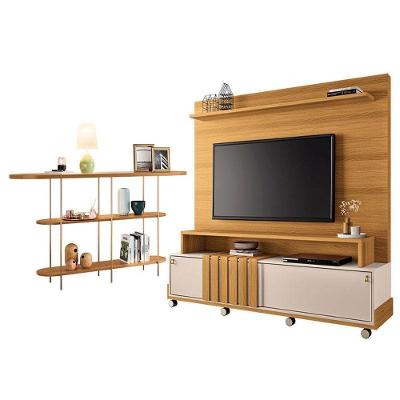 Estante Home Theater Bold Off White Cinamomo E Aparador Infinity Cinamomo – Hb Móveis