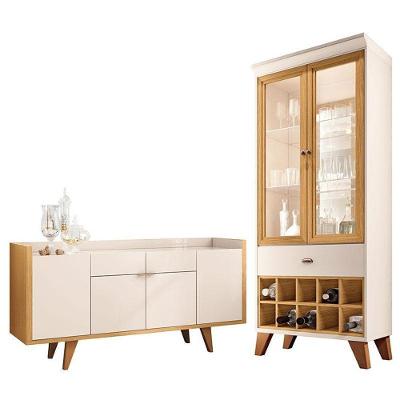 Buffet Melodia E Cristaleira ópera Off White Cinamomo – Hb Móveis