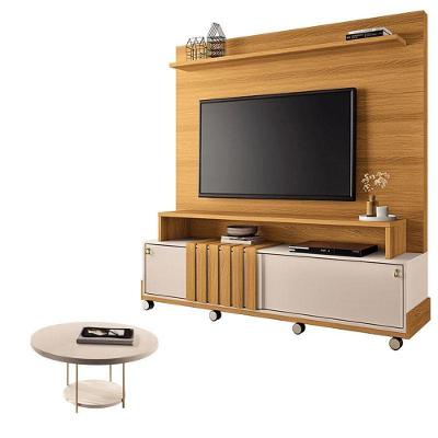 Estante Home Theater Bold Off White Cinamomo E Mesa De Centro Sky Off White – Hb Móveis