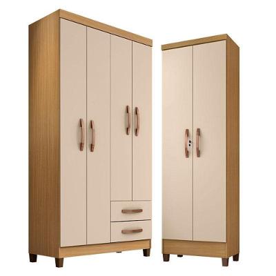 Guarda Roupa Solteiro Modena 4 Portas E Armário Multiuso Egito Carvalho Americano Off White – Incorplac