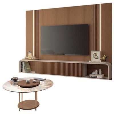 Home Suspenso Empire Castanho Off White E Mesa De Centro Sky Com Tampo De Vidro Castanho- Hb Móveis