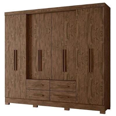 Guarda Roupa Casal San Lorenzo 8 Portas Castanho Wood - Moval