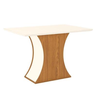 Mesa De Jantar Selena 120 Cm Tampo Reto Com Vidro Nature Off White – Henn