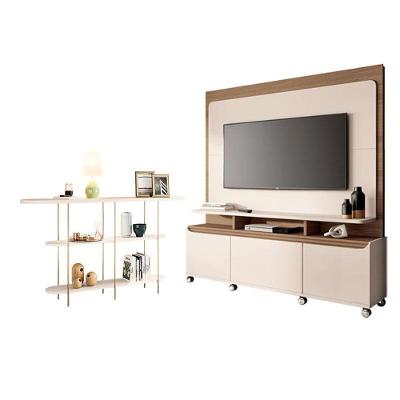 Estante Home Theater Quantum Off White Castanho E Aparador Infinity Off White – Hb Móveis