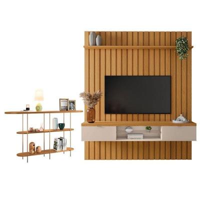 Painel Ripado You Illusion 1.8 Com Aparador Infinity Cinamomo Off White - Hb Móveis