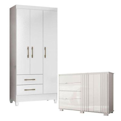 Guarda Roupa Infantil Lima E Cômoda Texas Branco Flex – Moval