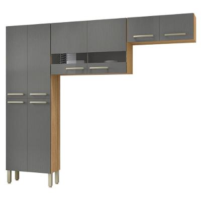 Armário De Cozinha Compacta 221cm Vivian Plus Freijó/gris Z06 - Mpozenato